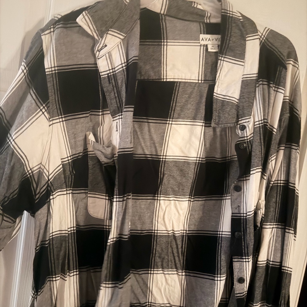 Ava & Viv Monochrome Plaid Shirt